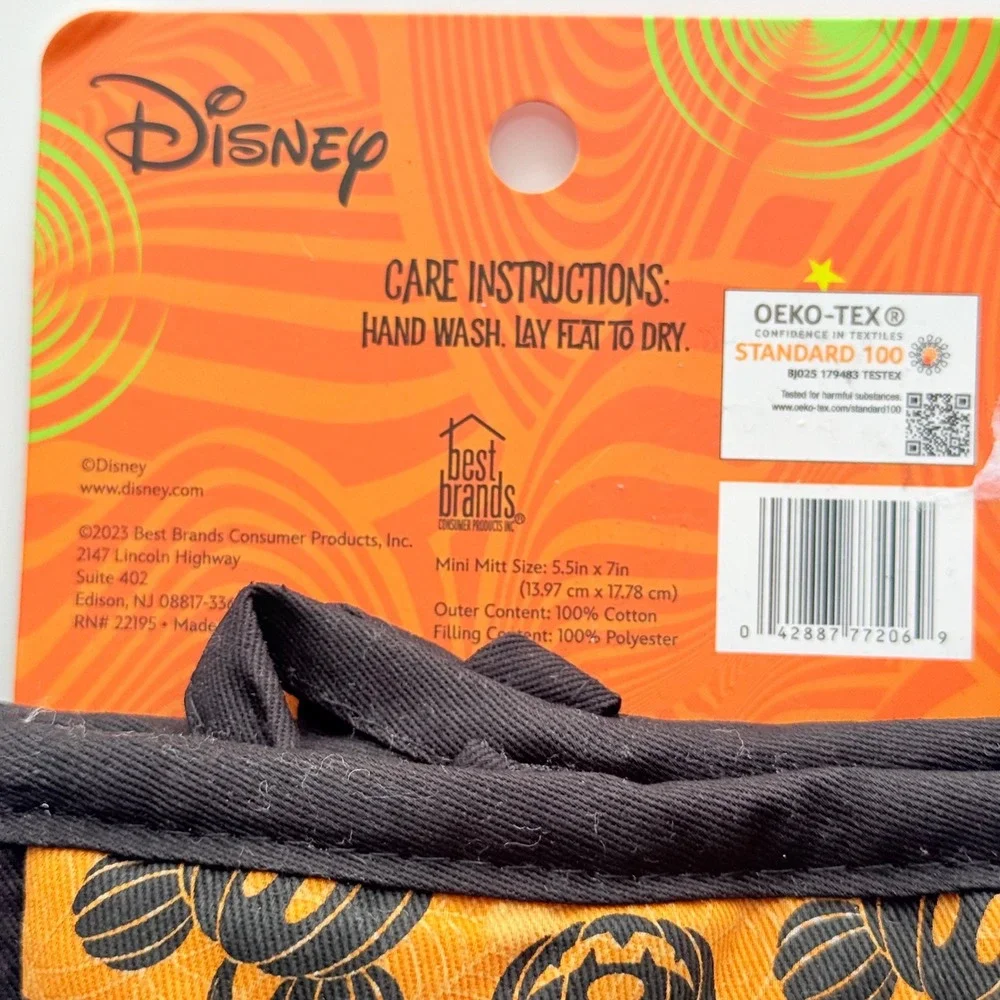 Disney Mickey Mouse Halloween Oven Mitts Orange Jack-O-Lantern Pumpkin 2 PCS